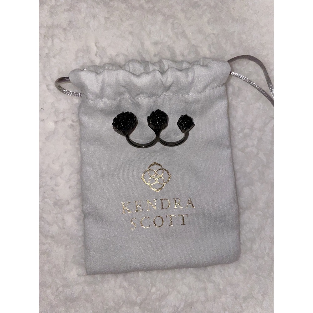 Kendra Scott Naomi Gunmetal Double Ring in Black Drusy